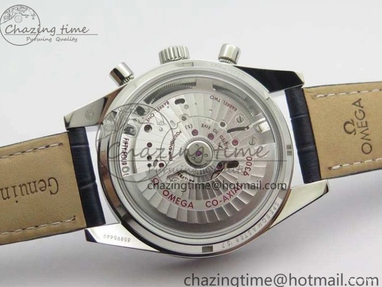 0808 Unique Speedmaster ’57 Co-Axial OMF 1:1 Best Edition White Dial Blue Markers A9300 (Free Leather Strap) 8132